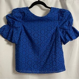 NEW Lilly Pulitzer vibrant blue eyelet puff sleeve top